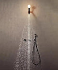 Top Tier Concealed Recessed Shower System Wall Mounted Dual Function Brass Body Matte Black Finish with overhead spray.