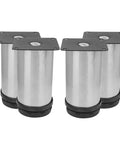 4 Pack Adjustable Furniture Legs Stainless Steel Plated Round Cabinet Feet 3.9 Inch Height for Sofa Coffee Table TV Stand