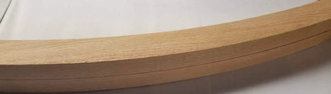 Pair Of Steam Bent Solid Red Oak Rocker Runners For Top Shelf Furniture Fix Ups And No Nonsense DIY Upgrades Unfinished Underswing Parts With Precise Drill Specs, showcasing the curved design of solid red oak wood.