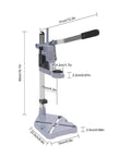 Beefy Sturdy Drill Press Adapter Stand For Floor Or Table Use Universal Bench Clamp, aluminum base with large footprint dimensions