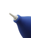 Blue rubber air duster blower with white nozzle for electronics cleaning, powerful odorless air blaster for watch and gadget dust removal.