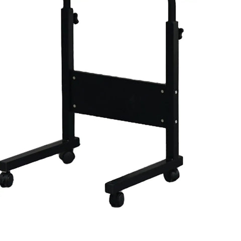 Rock Solid Adjustable Height Rolling Computer Desk With Smooth As Butter Locking Casters Portable Standing Laptop Table For Tight Quarters And Remote Work Setup In Glossy Black stand with wheels