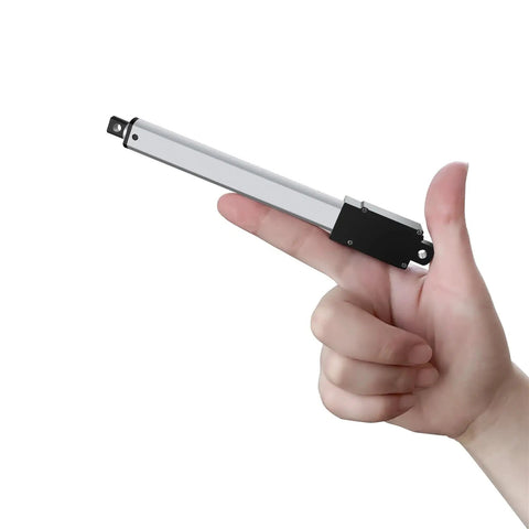 12V Small Linear Actuator With 30mm Stroke And 70N Load, Compact Electric Motor For Cabinets, Window Openers, And Robotics Projects, 33Lbs Max Force, Ideal For DIY Smart Home And Tight Spaces, shown in hand