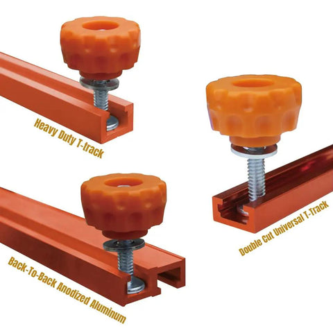 Track Style T Track Knob Kit With Threaded Five Sixteenths By Eighteen Knobs, T Bolts And Washers for woodworking jigs and fixtures