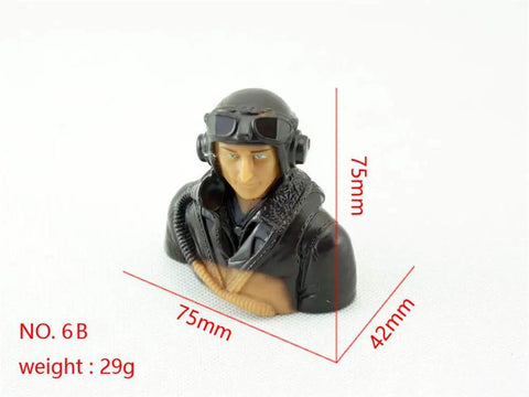 Realistic RC Airplane Pilot Figures For 1/9 1/6 And 1/5 Scale Planes, WWII Style Cockpit Figures With Helmet And Sunglasses 6B