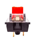 Close-up of Red Linear Keyboard Switches Three Pin 45g Actuation Dustproof Hot Swappable Cherry MX Equivalent for mechanical keyboards