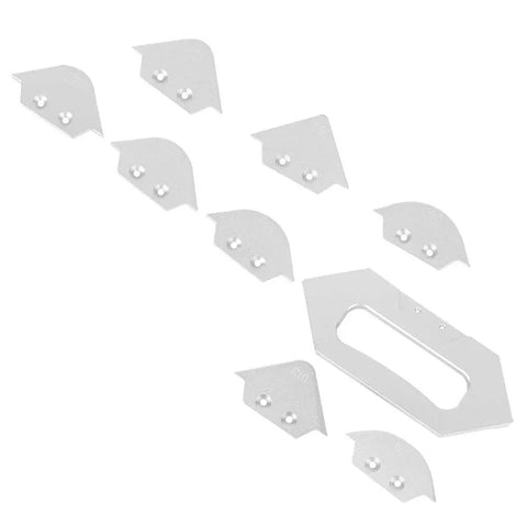 Solid Core Router Templates Kit For Woodworking Dead Simple Corner Radius Jig And Letter Trim Guide Top Tier Chamfer Profile Template Set with aluminum radius guides.