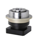 Beefy PLX090 Flange Output Planetary Gearbox Reducer with 86MM NEMA34 mount and black base for torque applications.