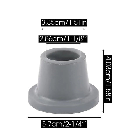 8 Pack Replacement Feet For Shower Chair With Large Base Non Slip Grippy Rubber Caps shown with dimensions