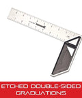 Carpenter's Try Square With Etched Graduations 8 Inch Stainless Blade Pro Grade And 2 Inch Cast Aluminum Handle Built For Real World On The Jobsite Accuracy With One Eighth Inch Blade Graduations