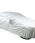 Heavy Duty All Weather Car Cover Gonna Shield Your Tesla Model S Like Armor While Crushing Rain Snow And UV Damage Through Super Breathable Water Repellent Material Made For Rough Daily Use, fitted cover on car.
