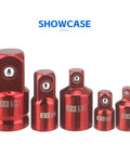 Premium Impact Socket Adapter Set In 1/4 3/8 And 1/2 Inch Sae Sizes For Super Strong Conversion With Cr V Steel Build Perfect Garage Tool Kit, red chrome steel adapters