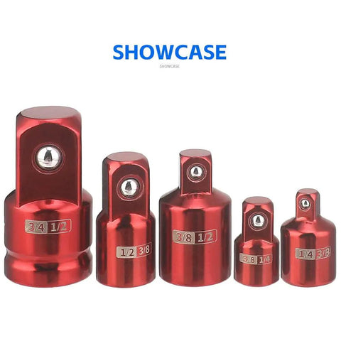 Premium Impact Socket Adapter Set In 1/4 3/8 And 1/2 Inch Sae Sizes For Super Strong Conversion With Cr V Steel Build Perfect Garage Tool Kit, red chrome steel adapters