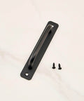 Matte Black Alloy Sliding Barn Door Handle, Heavy Duty Pull With Screws, Easy To Install For Interior And Exterior Barn Doors, Cabinets And Closets, Durable No Fuss Sleek Modern Hardware For Smooth Everyday Use, close-up view with included screws
