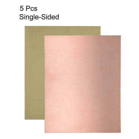 Single Sided Copper Clad Laminate PCB Board Set Of 5 250x200mm 1.5mm Thick for DIY Prototyping Circuit Boards and Education, front view.