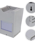 Level Up Your Organization Game With This Rock Solid Wall Mount Card Rack And Attendance Holder And Durable Plastic Storage Bin For Garages Shops And Classrooms That Keeps Everything Neat And Ready To Go - Grey plastic card rack with compartments.
