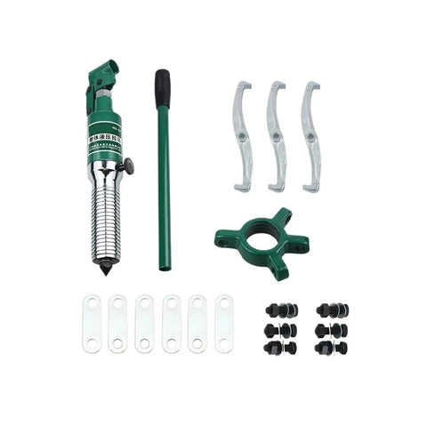 Heavy Duty Three Jaw Hydraulic Bearing Puller Set includes puller, arms, and accessories for quick shaft extraction.
