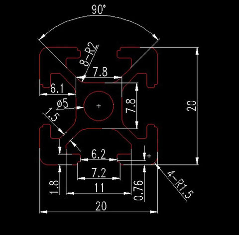 Technical drawing of Premium Aluminum Extrusion 300mm T Slot Linear Rail European Standard Anodized Silver showing dimensions and angles