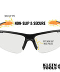 Anti Fog Safety Glasses With Semi Frame Scratch Resistant Protective Eyewear showing non-slip tips and nose pieces for secure fit