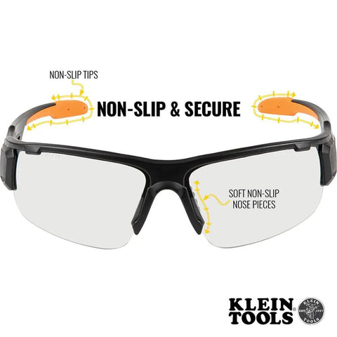 Anti Fog Safety Glasses With Semi Frame Scratch Resistant Protective Eyewear showing non-slip tips and nose pieces for secure fit