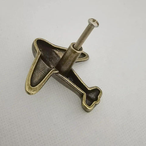 Six Pack Airplane Shaped Cabinet Knobs And Drawer Pulls For Furniture Bronze Zinc Alloy Dope Plane Style Single Hole Mount 2.32 By 2.16 Inches Great For Cabinets Dressers And Doors, bronze airplane knob