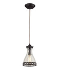 Brookline 1 Light Pendant With Glass Shade In Oiled Bronze Finish, 7 Inch Wide By 12 Inch High, Accepts 100 Watt Medium Base Bulb