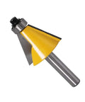 Three Piece Chamfer Router Bit Set With 1/4 Inch Shank Bevel Bits In 15 22.5 And 30 Degree Angles For Edge Bevels And Precise Miter Joints