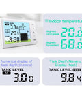 Wireless Ultrasonic Water Tank Level Gauge With Temperature Sensor And Time Display, Liquid Level Meter With LCD Bar Graph showing readings