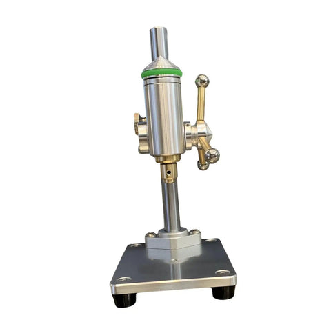 Mini Bench Drill Press With Solid Aluminum Alloy Body, Brass Spindle For Jewelry Metal Wood Crafting on a stable base.