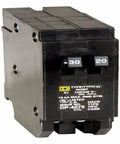 Homeline Tandem Circuit Breaker 1-30 Amp And 1-20 Amp Single Pole Plug On Design showing front view with labels