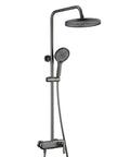 Piano Key Shower System Wall Mounted Exposed Gun Gray 3 in 1 with rain shower and handheld options, sleek modern design.