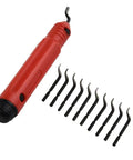 Pro Grade Deburring Hand Tool For Pipes And Sheet Metal With Wear Resistant HSS Blade And Comfortable Grip Includes 10 Replacement Blades