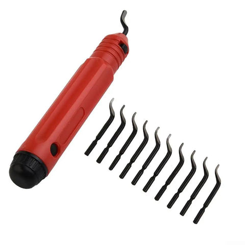 Pro Grade Deburring Hand Tool For Pipes And Sheet Metal With Wear Resistant HSS Blade And Comfortable Grip Includes 10 Replacement Blades