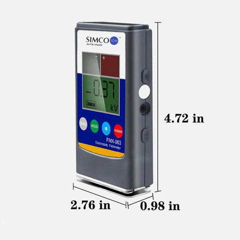 Non Contact Electrostatic Field Meter For ESD Testing And Static Charge Elimination Portable Field Meter With Precise Surface Charge Readouts And Ion Balance From 0 To 200V 4.72 x 2.76 x 0.98 in handheld black