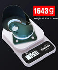 Top Rated Heavy Duty 3 Inch Polyamide Caster Wheels With Smooth Swivel Brakes And Double Ball Bearings Smooth As Butter Silent Floor Savers For Workbenches And Heavy Load Hauling 4 Pack weighing 1643 grams on a scale.