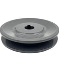 Heavy Duty Cast Iron Single Groove V Belt Sheave Featuring 5/8 Inch Shaft Bore And 3.75 Inch Outside Diameter side view of gray pulley