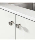 Titanium Silver Zinc Alloy Cabinet Door Handle Set for Cupboard and Wardrobe Pulls, Single Hole Drawer Knob, Model 6197 on cabinet