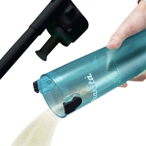 Cyclonic Vacuum Attachment For 18v And 12v Cordless Handheld Tools captures ninety percent dust shown during use with one touch release.