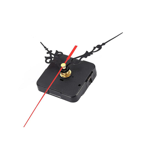 DIY Clock Repair Kit With Multiple Tools For Watchmakers And Hobbyists showing clock movement and black and red hands