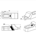Technical drawing of Compact Low Profile CNC Side Clamp Vise Made From Hardened S136H Mold Steel with dimensions.