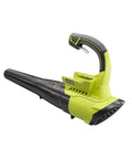 Heavy Duty Cordless Leaf Blower With Jet Fan Tech And Forty Volt Setup Sending Out One Fifty Five MPH Winds, black and green design.