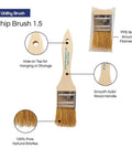 36 Pack One Point Five Inch Chip Paint Brushes With All Natural China Bristles Square Trim And Solid Wood Handles layout