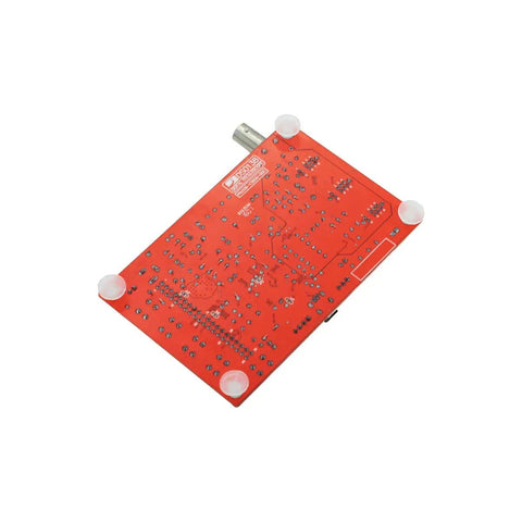 Back view of the Pocket Digital Oscilloscope Kit With 2.4 Inch TFT Screen, showing red circuit board and connectors.