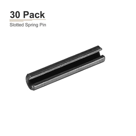 Slotted Spring Pins 1.7mm X 8mm Black 30 Pack Carbon Steel Roll Dowel Tension Pins, single pin view