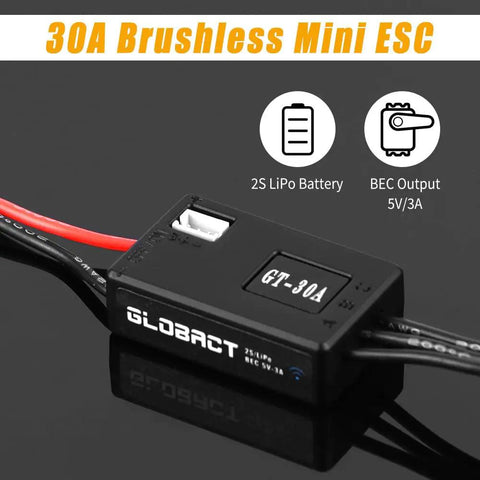 30A Brushless Mini ESC With 5V And 3A BEC Output And App Adjustable Parameters, Supports 1721 2204 1212 1224 1621 Motors