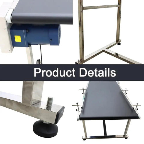 Industrial Electric Conveyor Belt System With Cleated PVC Belt, 47.2 Inches Long And 7.8 Inches Wide, 110V 60Hz 60W