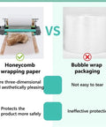 Comparing Electric Honeycomb Paper Roll Dispenser Built Tough For Cranking Out Packages against bubble wrap for packaging.