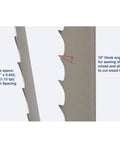 Premium M42 Bandsaw Blades 5 Pack Built Tough For Real Woodworkers featuring 10° hook angle and 1-1/4" x 0.042" blade specs.