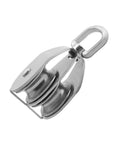 M50 Double Pulley Block Set, Stainless Steel 304 Heavy Duty Swivel Pulley System, close-up view showing double wheels
