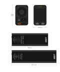 Portable RC Power Station 600W 25A Smart Charger And Balance Charger with size dimensions and USB outputs visible